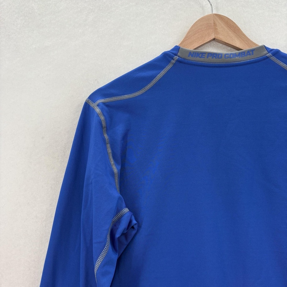 Nike Pro Combat Hyperwarm Shirt Mens Large Blue Dri-FIT Fitted Long Sleeve Gym - Picture 11 of 13